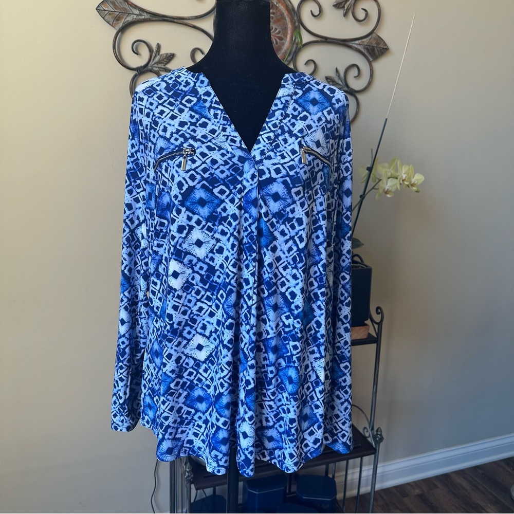 INC blue print shirt.